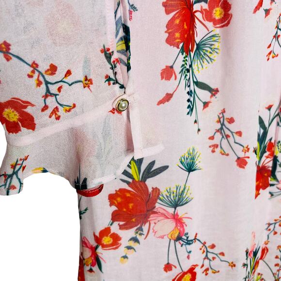 NWT Sau Lee Ciara Pink Floral Ruffle Midi Dress Size 6 Wedding Guest - Picture 12 of 16